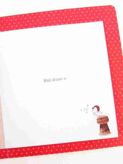 Congratulations Woo Hoo! Champagne Cork Sweet Matilda Well Done Card