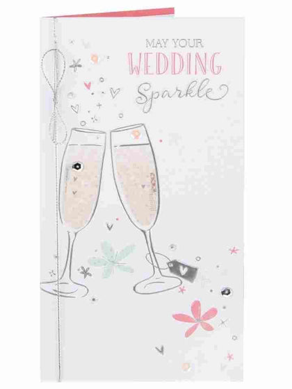 Champagne Glasses Wedding Day Sparkle Congratulations Card