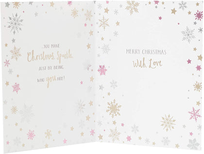 Daughter Sparkling Snowflake Design Christmas Card 