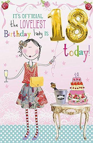Age 18 Loveliest Lady Happy Birthday Girl Card