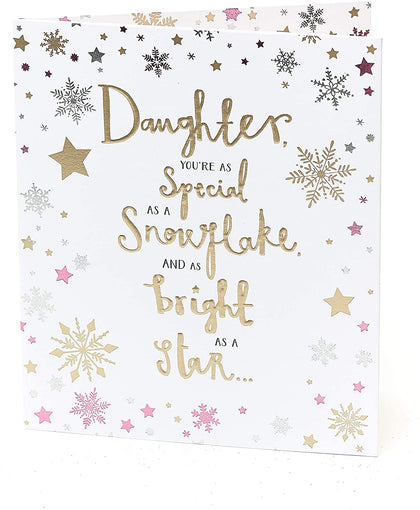 Daughter Sparkling Snowflake Design Christmas Card 