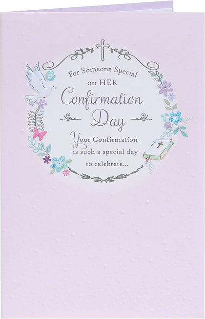 Baby Pink Design Confirmation Card For Girl