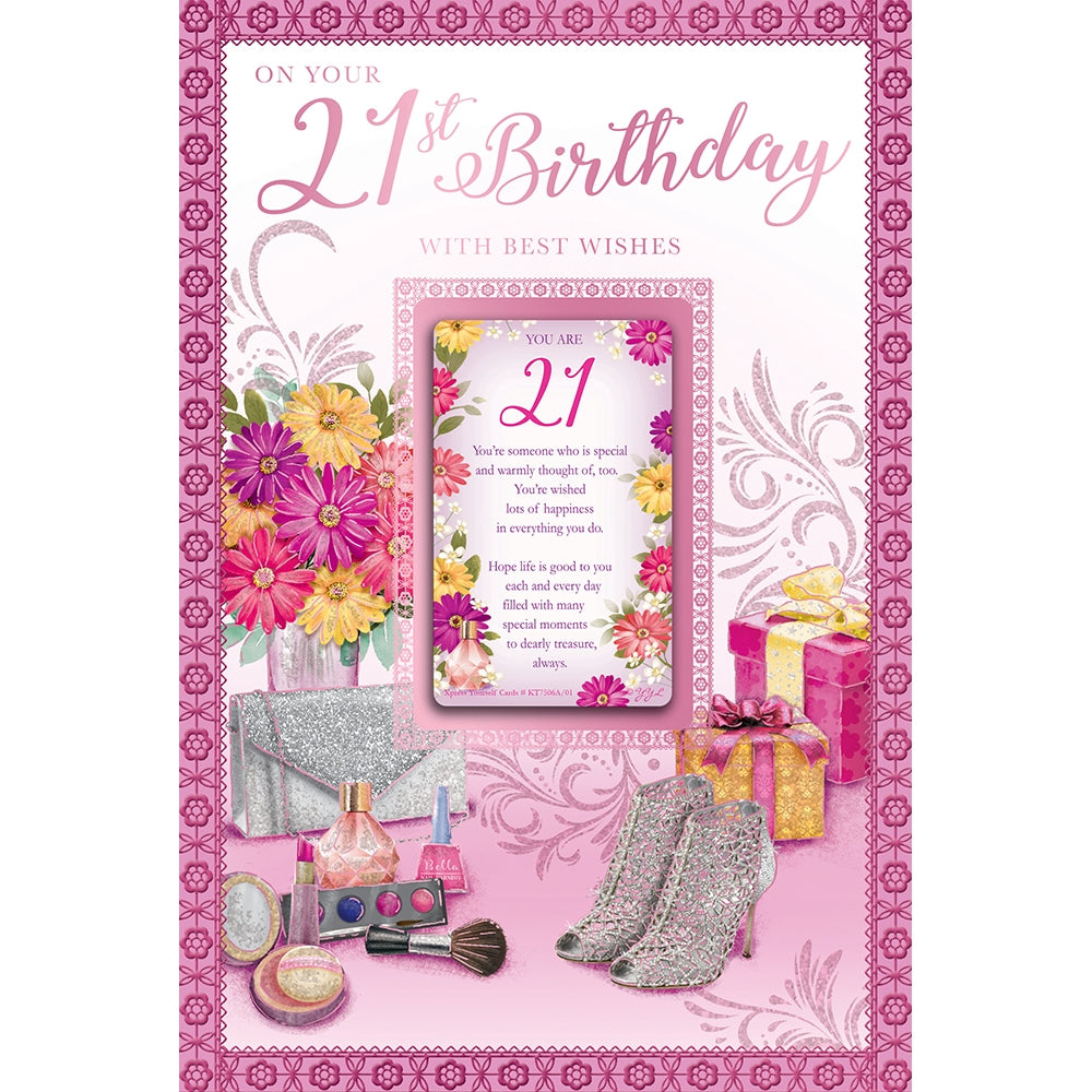 White Cotton Cards Geburtstagskarte „Lovely Sister“ – Zum 18., Handgefertigt, Mit Strass, 16x16 Cm, Mit Umschlag