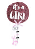 It's A Girl New Baby Greeting Card Bear With Balloon