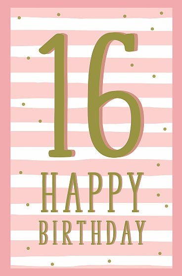 16th Today Glitter Finished Design Birthday Card