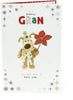 To A Lovely Gran Cute Boofle Holding Flower Christmas Card