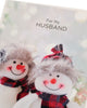 Snowmen Wearing Tartan Scarves Husband Christmas Card