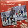 Pack of 16 Christmas Cards 2 Designs Kids Ice Skating Friends And School