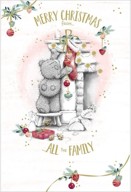 Bear Hanging Up Stocking From All the Family Christmas Card
