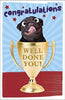 Congratulations Greetings Card Dog & Trophy