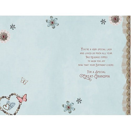 Great Grandma Beautiful Butterfly And Flowers Birthday Card