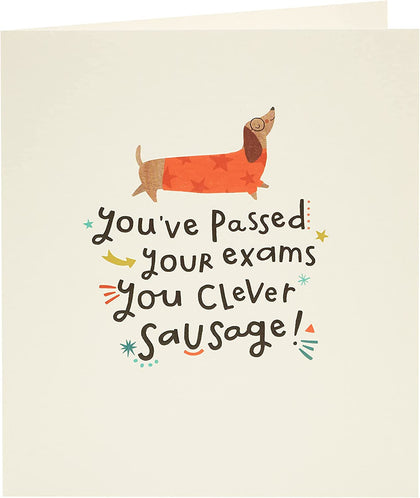 Clever Sausage Exams Passed Congratulations Card