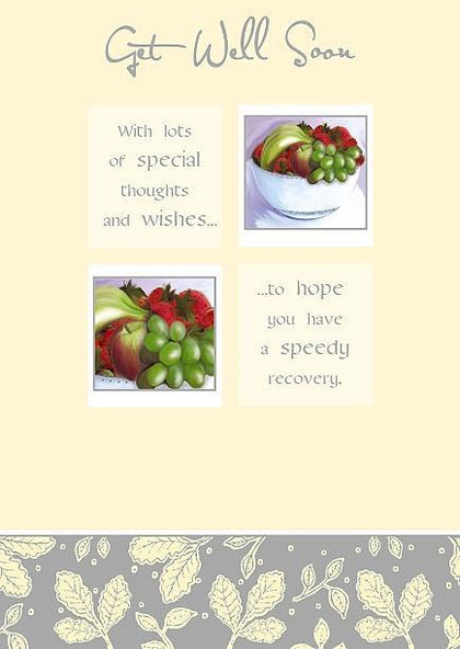 Nice verse Fruit Basket Design Get Well Soon Card 