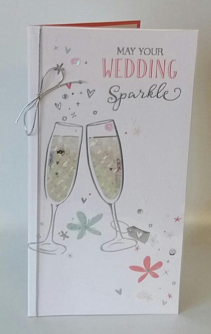 Champagne Glasses Wedding Day Sparkle Congratulations Card