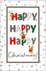 Boofle Happy Happy Happy Christmas Foil Greeting Card