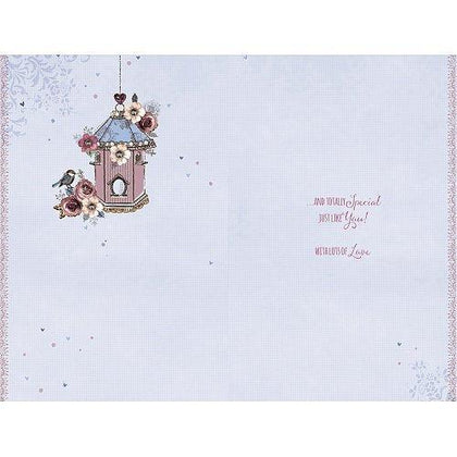 Happy Birthday Birdhouse and Flower Traditional Female Greetings Card