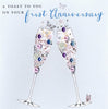 On Your 1st Anniversary Buttoned Up Greeting Card Embellished Cards