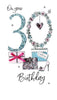 Glitter & Floral 30th Birthday Card Hand Made Second Nature Card