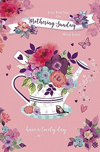 Traditional Watering Can With Flowers Nice Verse Mothering Sunday Just For You Card