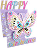 Cutting Edge Butterfly Happy Birthday 3D Cutting Edge Birthday Card Glittered Greeting Cards