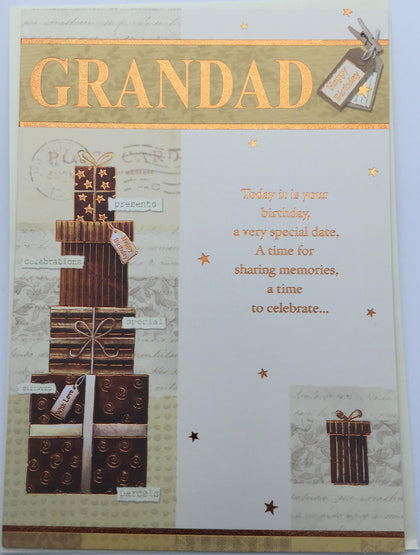 Grandad Nice Verse Gold Foil Finished Design Birthday Card