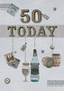 50th Today Beer Bottles Barrels Mats Top And Star Design Birthday Card