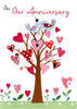 Hearts Tree Hand Finished Anniversary Card