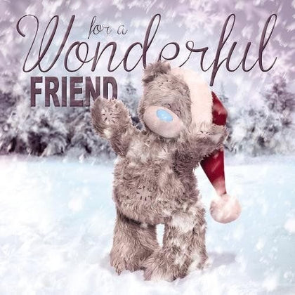 For A Wonderful Friend Me to You Bear 3D Holographic Christmas Card