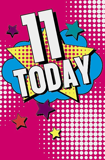 11th Today Pretty Pink Girl Birthday Card