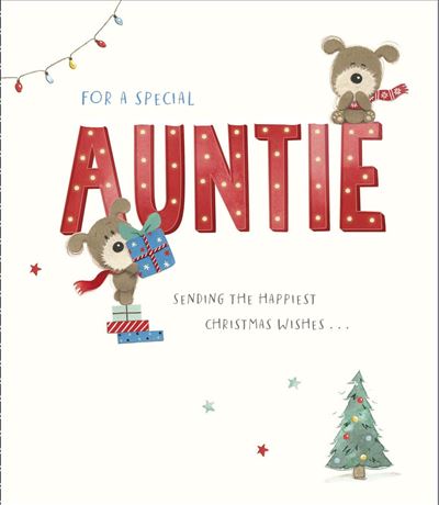 Special Auntie Lots of Woof Sending The Happiest Wishes Christmas Card
