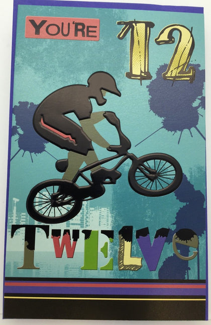 12th Birthday Card with Blue Envelope
