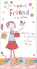 Cute Lady Shopping Friend Birthday Greeting Card