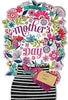 Stand Up Sparkling Flowers with Butterflies Happy Mothers Day Pop Up Card