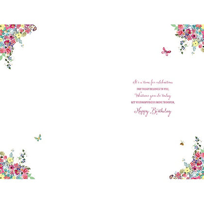 Open Happy Birthday Card Floral Text Special Day