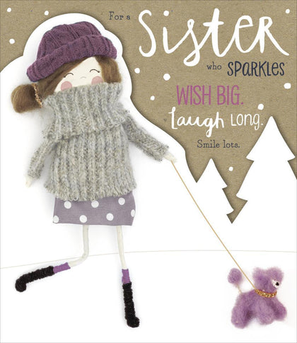 Sister Sparkles Fun Stylish Die Cut Morden Christmas Card