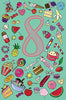 Age 8th Birthday Card Party Time Cake, Sweet and Ice Cream