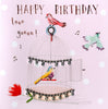 Singing Birds Embellished Birthday Greeting Card Hand-Finished Marshmallow Cards