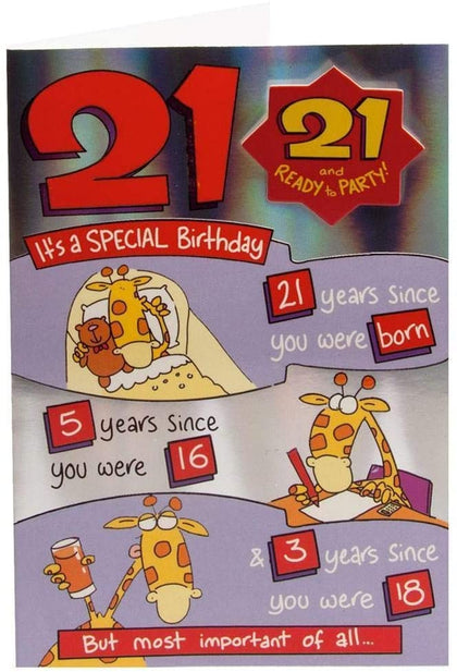 21 Today Ready To Party Birthday Card With Badge