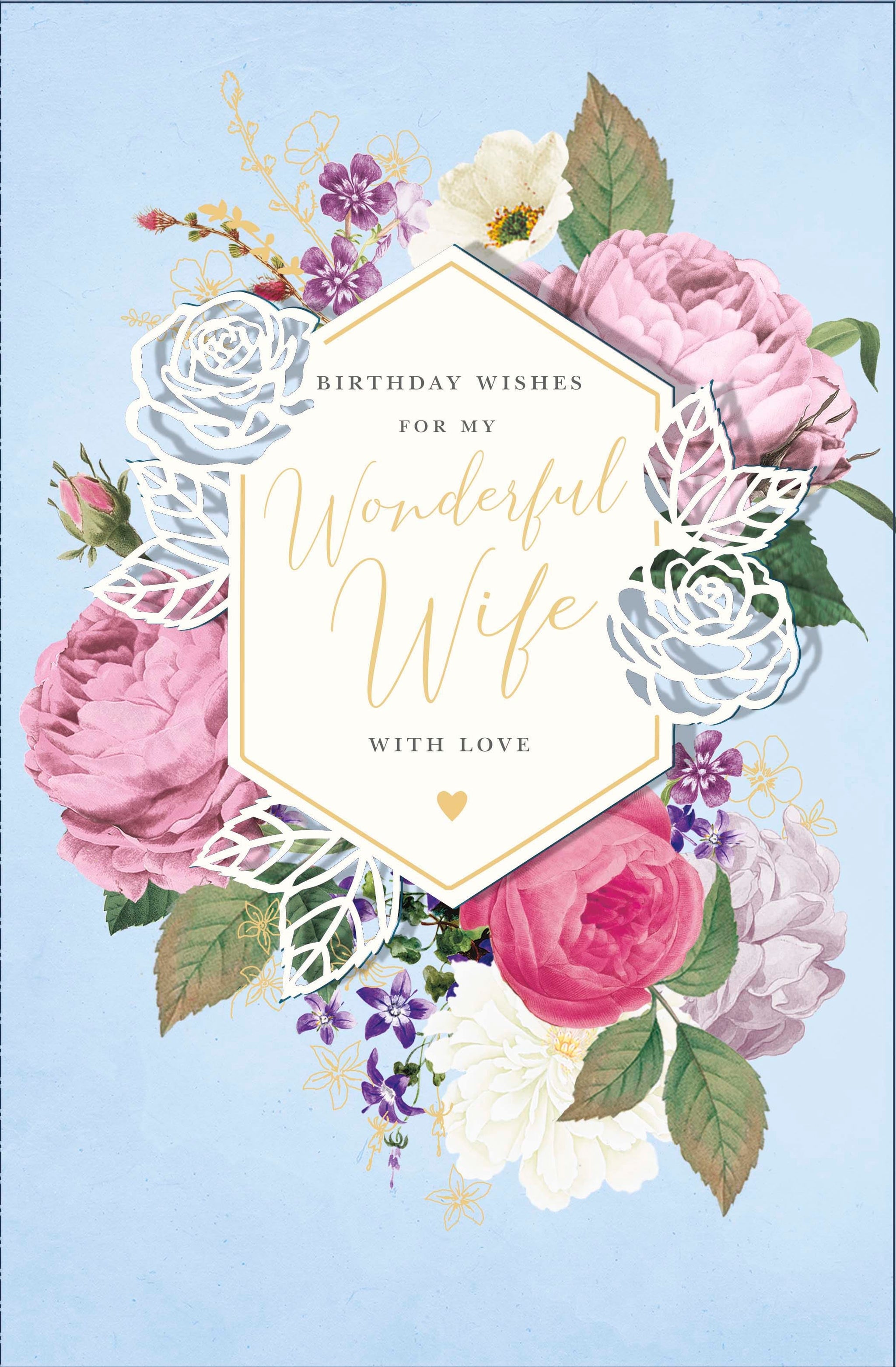 To My Wife Cute Mouse In Flowers Design Birthday Card