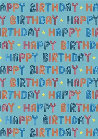 Happy Birthday Wrapping Paper & Tags Blue For Him – Collect Cards