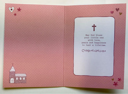 On Your Baby Girls Christening Day Congratulation Card 