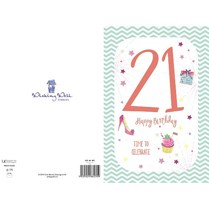 21st Happy Birthday Card Time To Celebrate For Her 