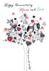 Mum And Dad Birds And Hearts Glitter Finished Anniversary Card