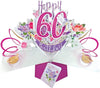 Second Nature Female 60th Birthday Pop Up Card with Flowers