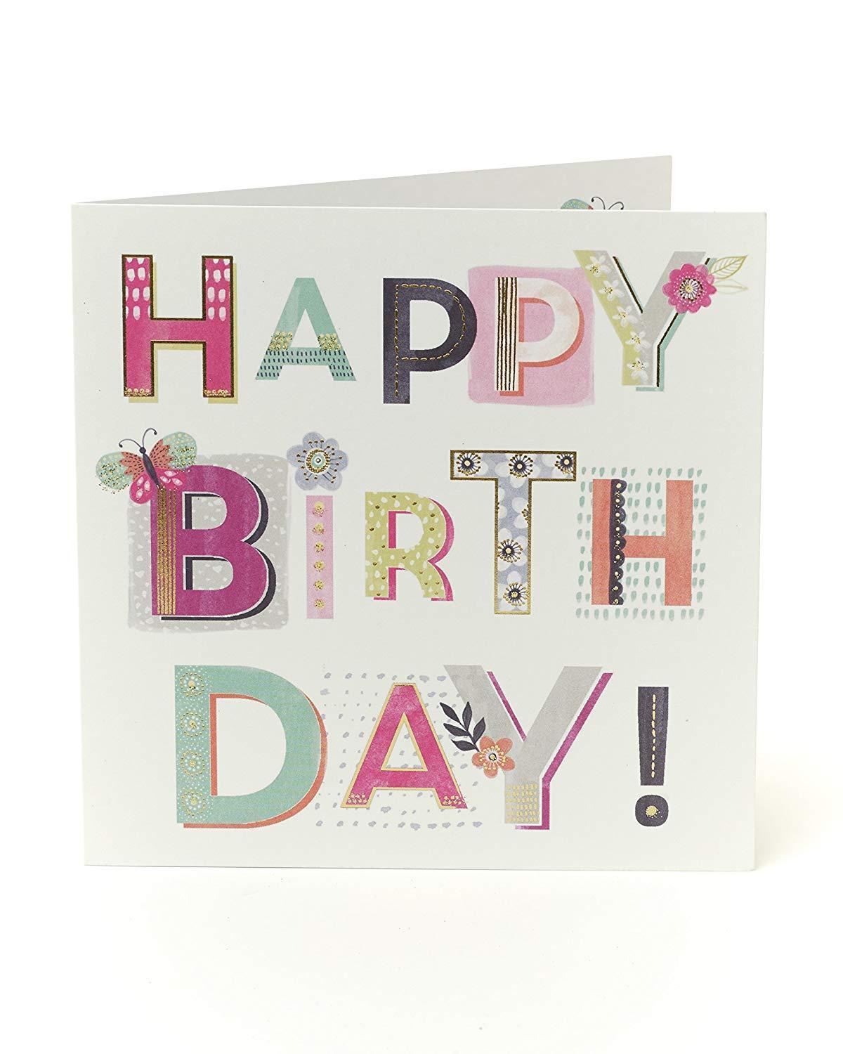 Pretty Birthday Card for Her Happy Birthday Lettering – Collect Cards