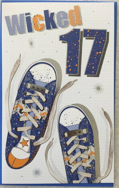 Wicked 17 Shoes Design Boy Birthday Card