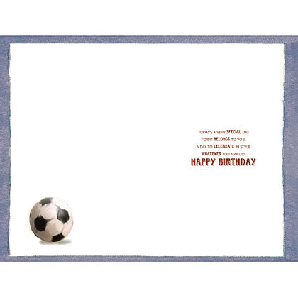 Foot Ball And Victory Cup Design Birthday Card
