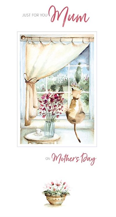 Open Mum Cat Lounge Scene Mom Mothers Day Card 