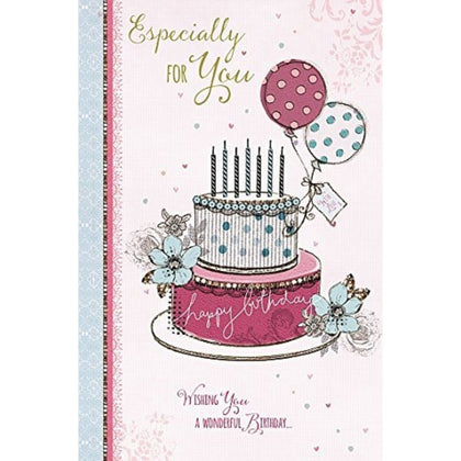 Especially For You Cake Candles And Balloons Design Birthday Card