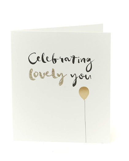 Celebrating Lovely You Glitter Finished Birthday Card